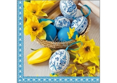 Aha Easter paper napkins 3 ply 33 x 33 cm 20 pieces basket, blue Easter eggs, daffodils