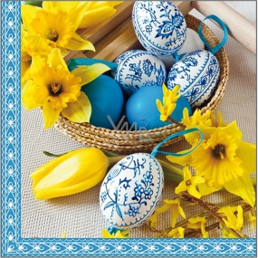 Aha Paper napkins 3 ply 33 x 33 cm 20 pieces Easter basket, blue Easter eggs, daffodils