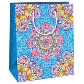 Ditipo Gift paper bag 18 x 10 x 22.7 cm blue, colored mandalas