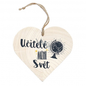 Bohemia Gifts Wooden decorative heart with print - Teachers change the world 12 cm