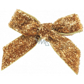 Velvet gold glittering bow 8 cm 12 pieces