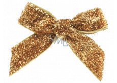 Velvet gold glittering bow 8 cm 12 pieces