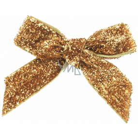 Velvet gold glittering bow 8 cm 12 pieces