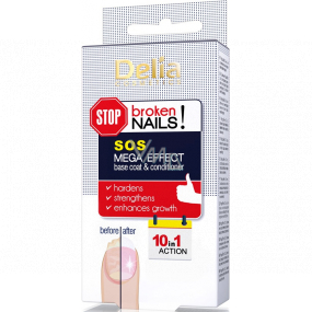 Delia Cosmetics SOS Mefa Effect regenerating base and top coat for nails 10 in 1 11 ml