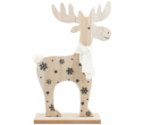 Wooden reindeer with white scarf 17 x 27 cm