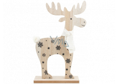 Wooden reindeer with white scarf 17 x 27 cm