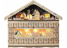 Emos Adventní kalendář dřevěný 49 x 40 cm, 10 LED teplá bílá + časovač