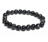 Obsidian flake bracelet elastic natural stone, bead 8 mm / 16-17 cm, rescue stone