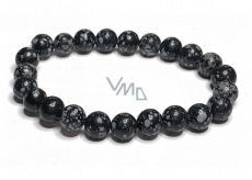 Obsidian flake bracelet elastic natural stone, bead 8 mm / 16-17 cm, rescue stone