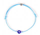 Blue eye rope bracelet woven light blue, component in silver