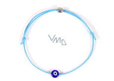 Blue eye rope bracelet woven light blue, component in silver