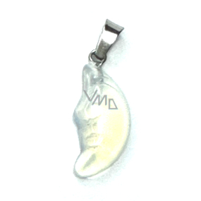 Opalite Moon pendant synthetic stone hand cut figurine 2,2 x 10 mm, stone of wishes and hopes