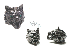 Head of the Black Wolf metal bracelet pendant 12 x 12 mm