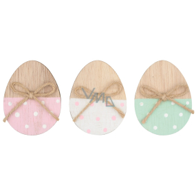 Wooden egg with dots on a pin 7 cm 3 pieces