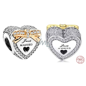 Charm Sterling silver 925 Newlyweds heart bead on love bracelet