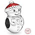 Charm Sterling silver 925 Snowman with Christmas hat, bead on bracelet Christmas
