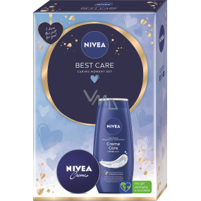 Nivea Best Care Creme Care caring shower gel 250 ml + Creme cream for basic care 75 ml, cosmetic set for women