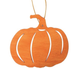Wooden pumpkin orange hanging 10 cm