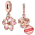 Charm Sterling silver 925 Cherry blossom gold plated in rose color, nature bracelet pendant