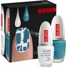 Pupa Nail Art Kit set for decorating nails shade 930 White Pop Turquoise 2 x 5 ml