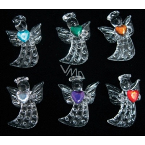 Glass angels set of 6 pieces with hearts set 4.5 cm