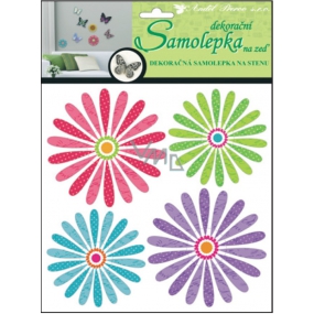 Wall stickers 3D colorful flowers 20 x 20 x 1 cm 4 pieces