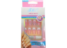 Nail Art Artificial Nails with Adhesive French Manicure Pink 24 Pieces 935