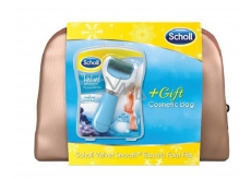 Scholl Velvet Smooth Marine Minerals Electric Foot File Medium Rough with Minerals + Gold Cosmetic Bag, Cosmetic Set