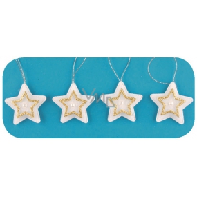 Stars for hanging, gold decor 5 cm, 4 pieces in a bag