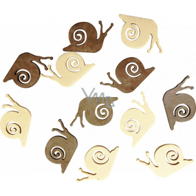Wooden snail beige, brown 4 cm, 12 pieces