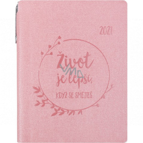 Albi Diary 2021 weekly with pen Life is better when you laugh 14.5 x 11 x 1.1 cm