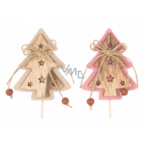 Tree wooden recess natural, pink 8 cm + skewers, 1 piece