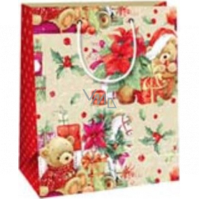 Ditipo Gift paper bag 18 x 10 x 22.7 cm Christmas children's - teddy bear with gifts
