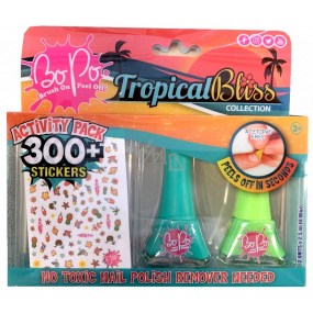 Bo-Po Tropical Bliss peeling nail polish green 2.5 ml + peeling nail polish light green 2.5 ml + nail stickers, cosmetic set for children