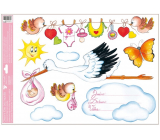 Window film without adhesive For the birth of a baby stork with a cloud pink 35 x 50 cm