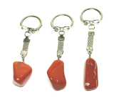 Jasper red keychain pendant natural stone, approx. 10cm, full care stone