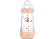 Mam Anti-Colic feeding bottle, silicone soft teat with medium flow 2+ months Pink 260 ml