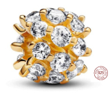 Charm Sterling silver 925 Gold glitter round charm, bead on bracelet symbol