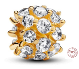 Charm Sterling silver 925 Gold glitter round charm, bead on bracelet symbol