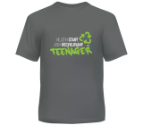 Albi Humorous T-shirt Recycled teenager grey green, men's size XL