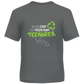 Albi Humorous T-shirt Recycled teenager grey green, men's size XL