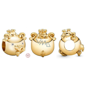 Charm Sterling silver 925 Sheep or Goat is the eighth animal in the 12-year cycle of the Chinese zodiac sign, bead for bracelet
