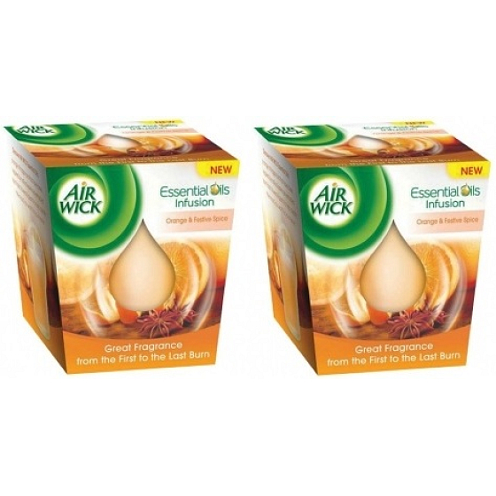 Air Wick Essential Oils Infusion Orange and Holiday Spices Spice scented candle in glass 2 x 105 g