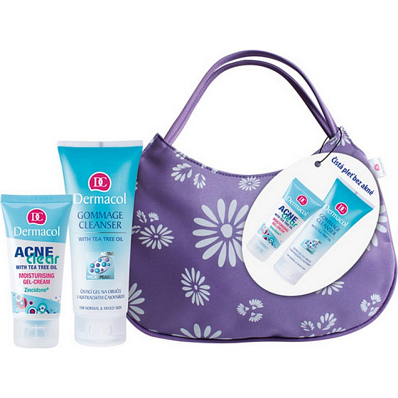 Dermacol Acneclear Moisturizing Gel-Cream 50 ml + Gentle Cleansing Gel with Australian Tea Tree Oil 100 ml + Bag, cosmetic set