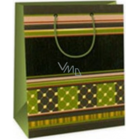 Ditipo Gift paper bag 18 x 10 x 22.7 cm green brown patterns