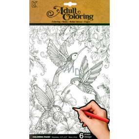 Ditipo Creative coloring book Flowers, birds, butterflies 6 leaves