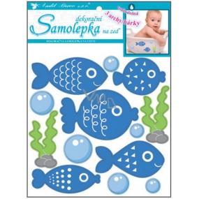 Waterproof wall stickers, blue fish 3 sheets 21 x 21 cm