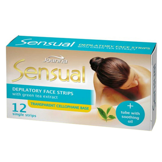 Joanna Sensual Green Tea facial hair removal tape 12 pieces + 10 ml tube