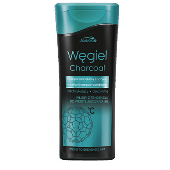 Joanna Charcoal 2-in-1 Detoxifying Micellar Hair Shampoo and Conditioner with Activated Charcoal 200 ml