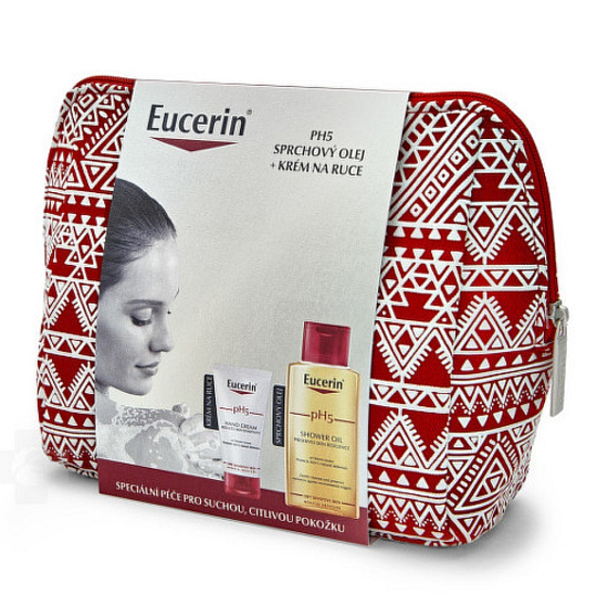 Eucerin pH5 relipidating shower oil 200 ml + pH5 regenerating hand cream 75 ml + etue, cosmetic set